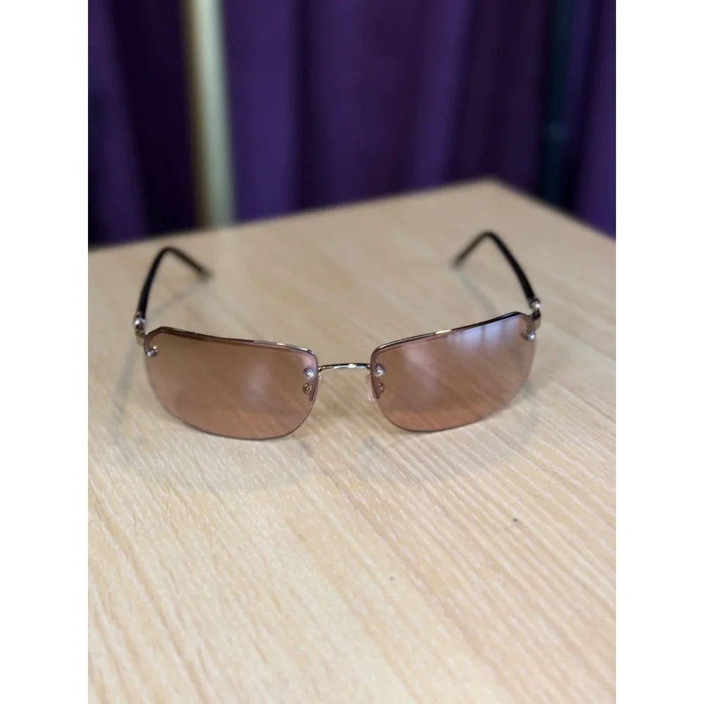 Coach Bleecker S5222 Sunglasses Brown Rimless Rectangle Tortoise Case